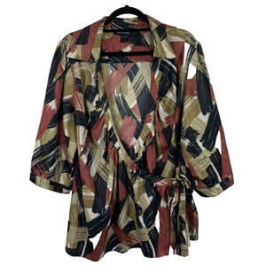 Ashley Stewart Woman's multi color collared wrap top plus size 20